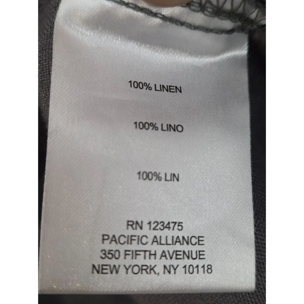 Ellen Tracy Linen Convertible Pants Womens Cropped Straight M Gray Elastic Waist